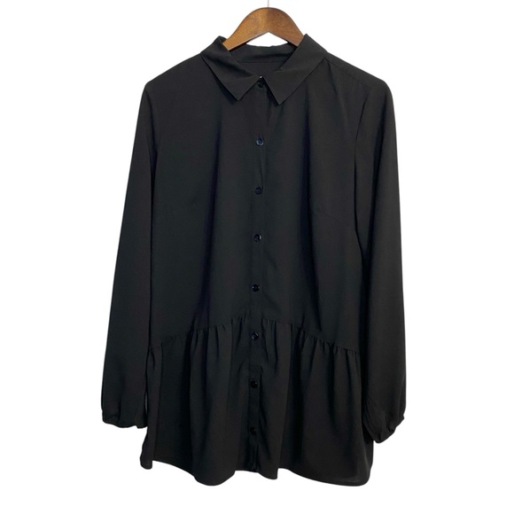 LOGO by Lori Goldstein Tops - LOGO by Lori Goldstein top womens medium whimsigoth peasant peplum ruffle NWOT